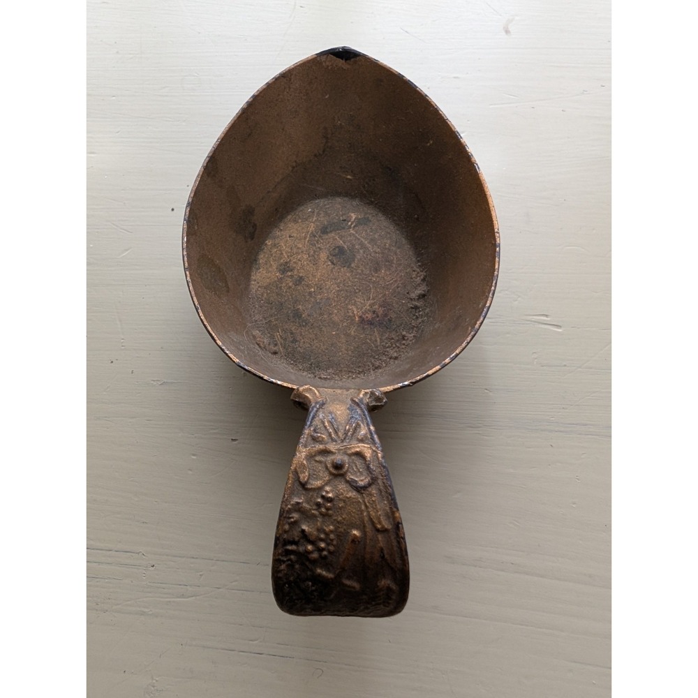 Vintage Cast Metal Christian Holy Water Font Bowl Cross Grapes Gold Tone